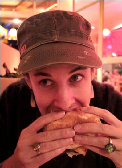 Heather eating spur burger