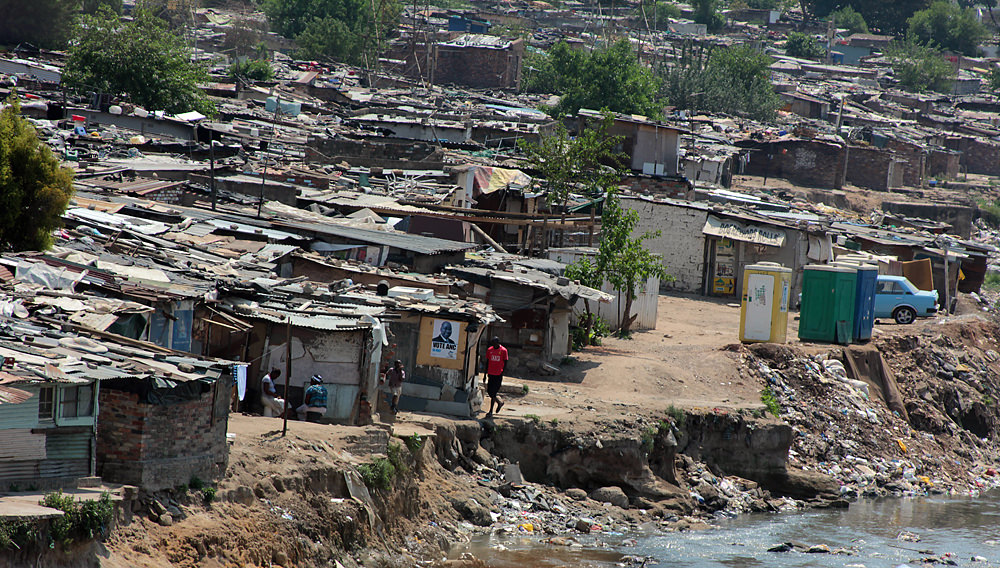 A shanty town in Alexandra, along the Jukskei River