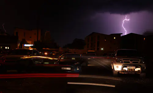 Lightning strike at the drive-in