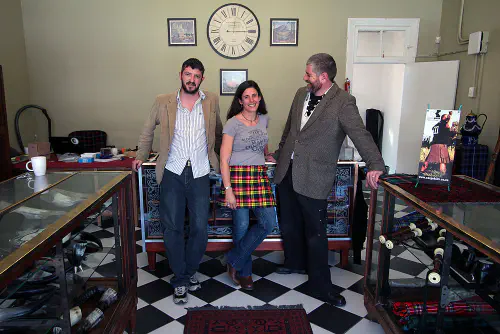 Heather trying on her new kilt