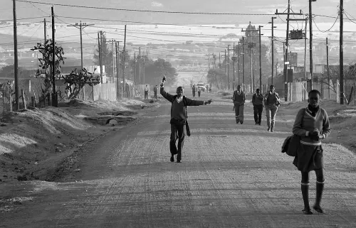 Kid walking to school in KwaZulu-Natal