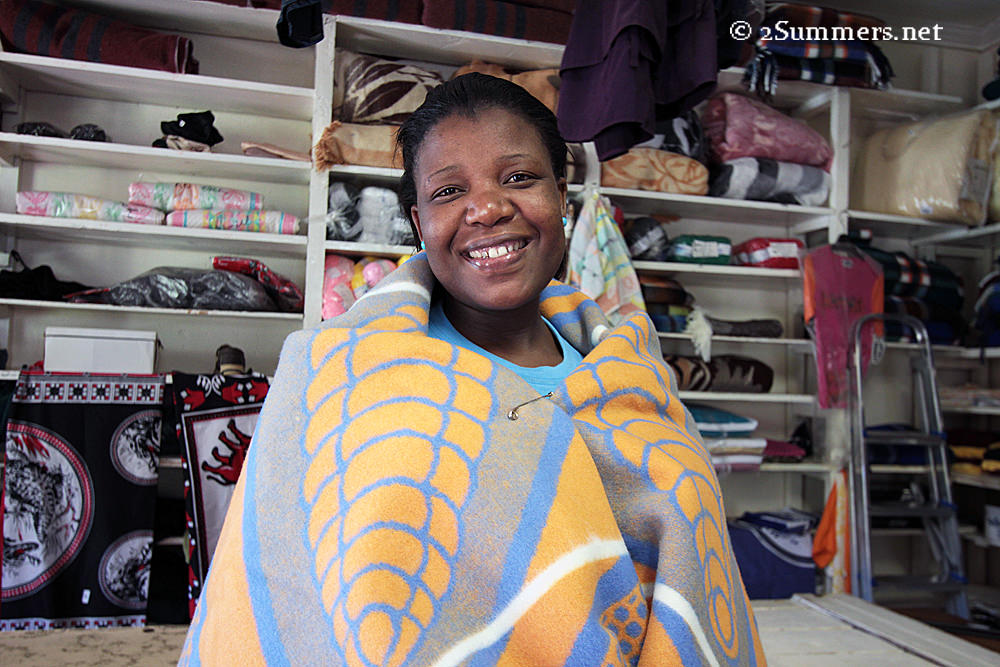 Lady with new blanket