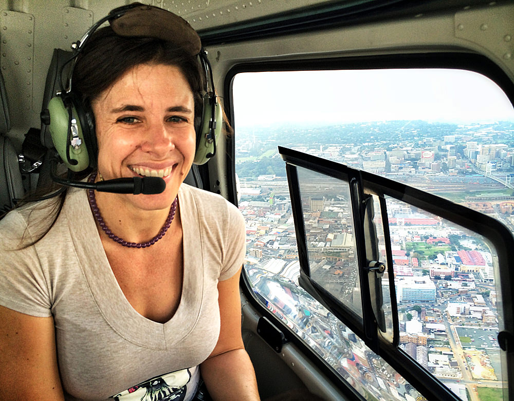 Heather in copter