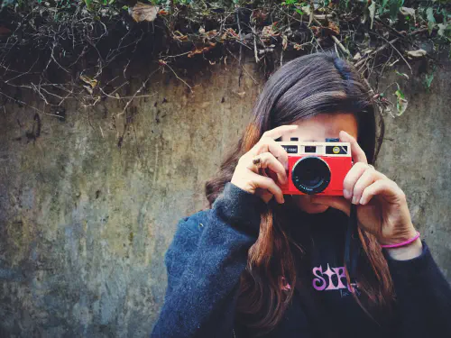Heather with film camera