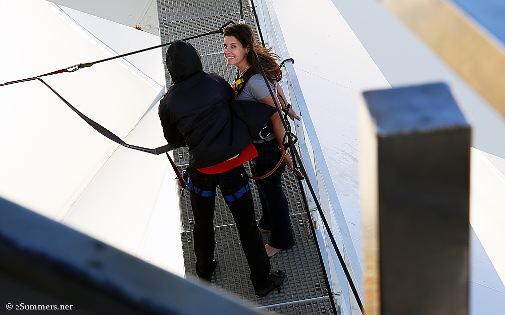 Heather about to jump