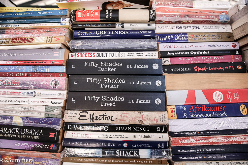 Books for sale at an informal shop in downtown Joburg