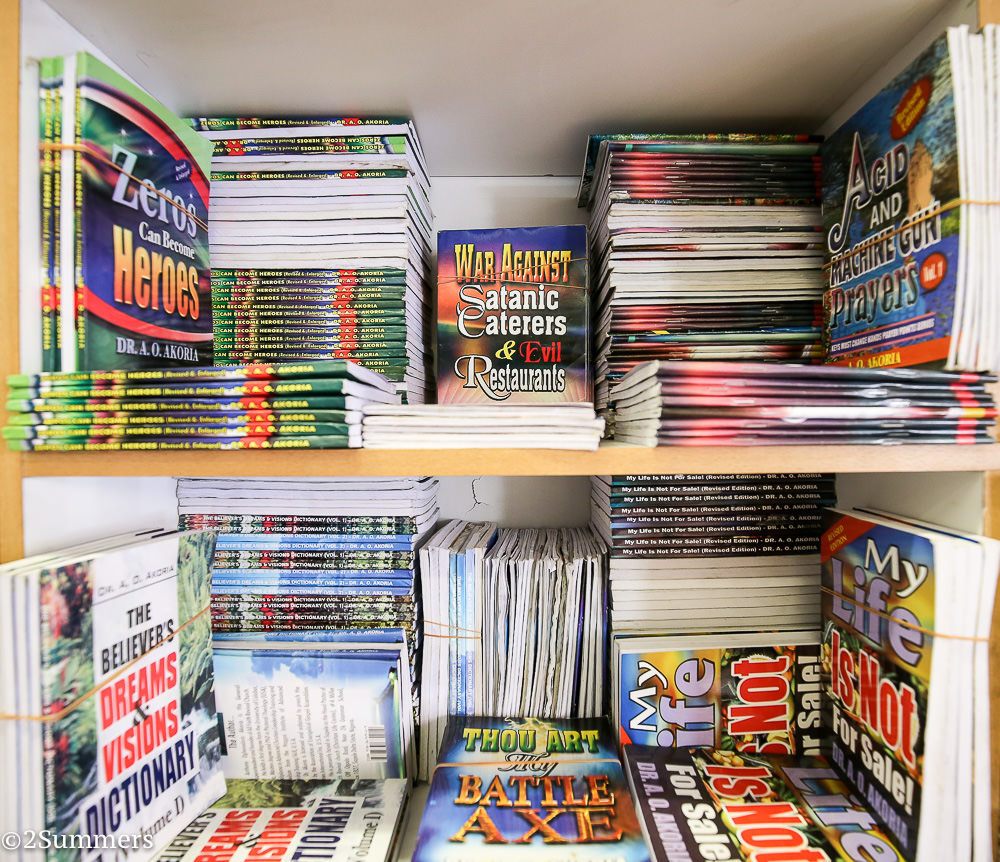 Nigerian religious books for sale at a shop in downtown Joburg