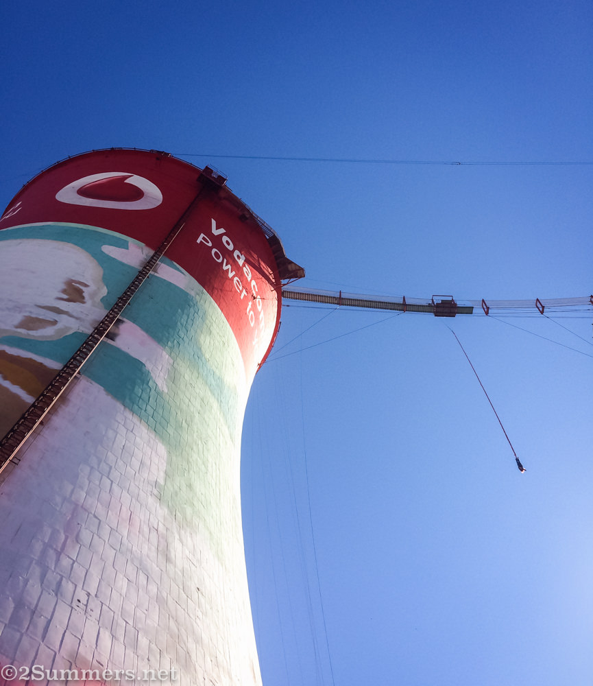 Heather bungee-jumping off Orlando