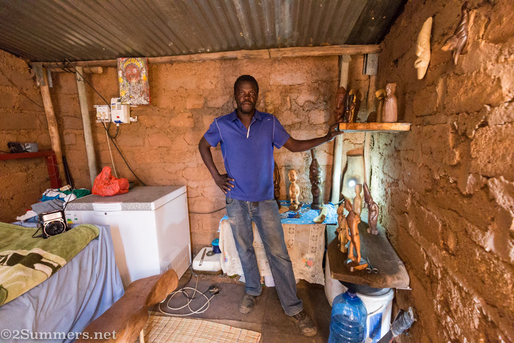 Patrick Manyike in his house