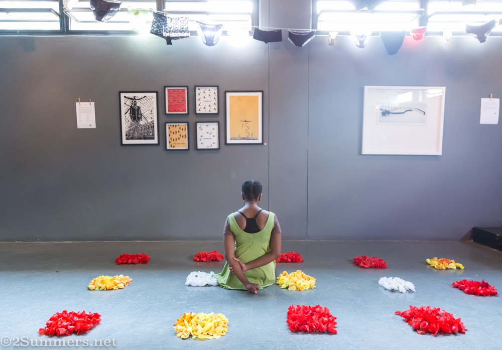 Woman artist and flowers