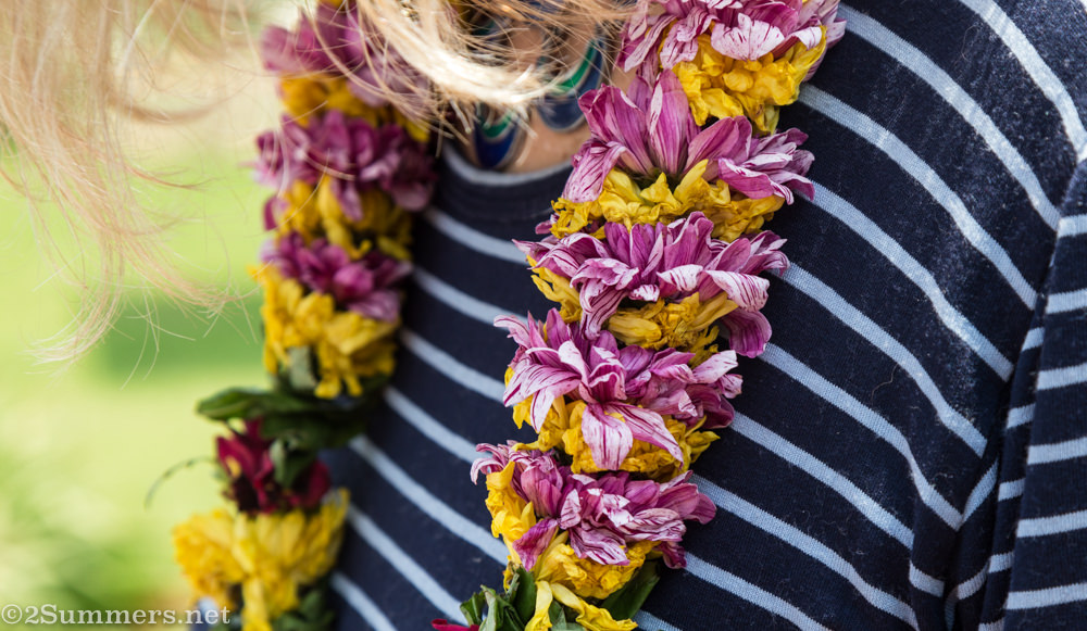 Marie-Lais wearing a wreath