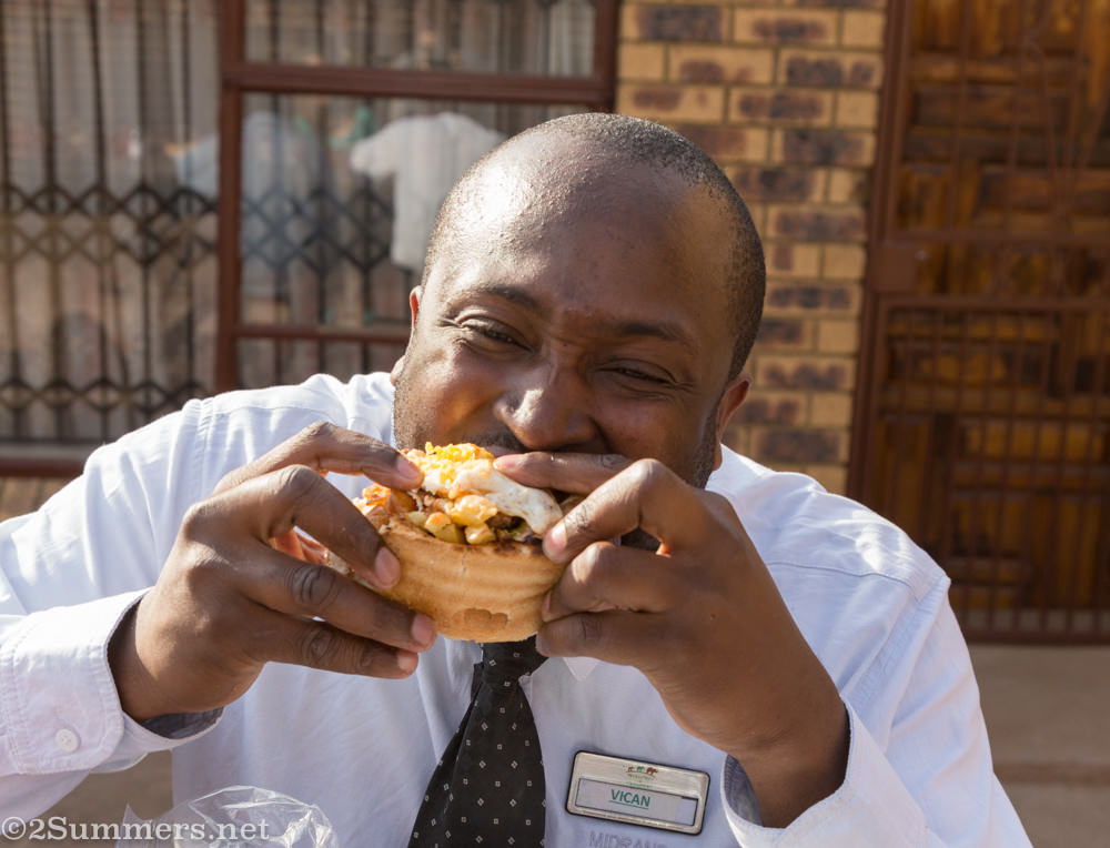 Vican eating kota at Winnie’s Tuckshop
