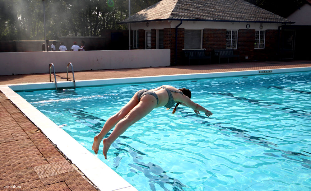Heather diving into the pool