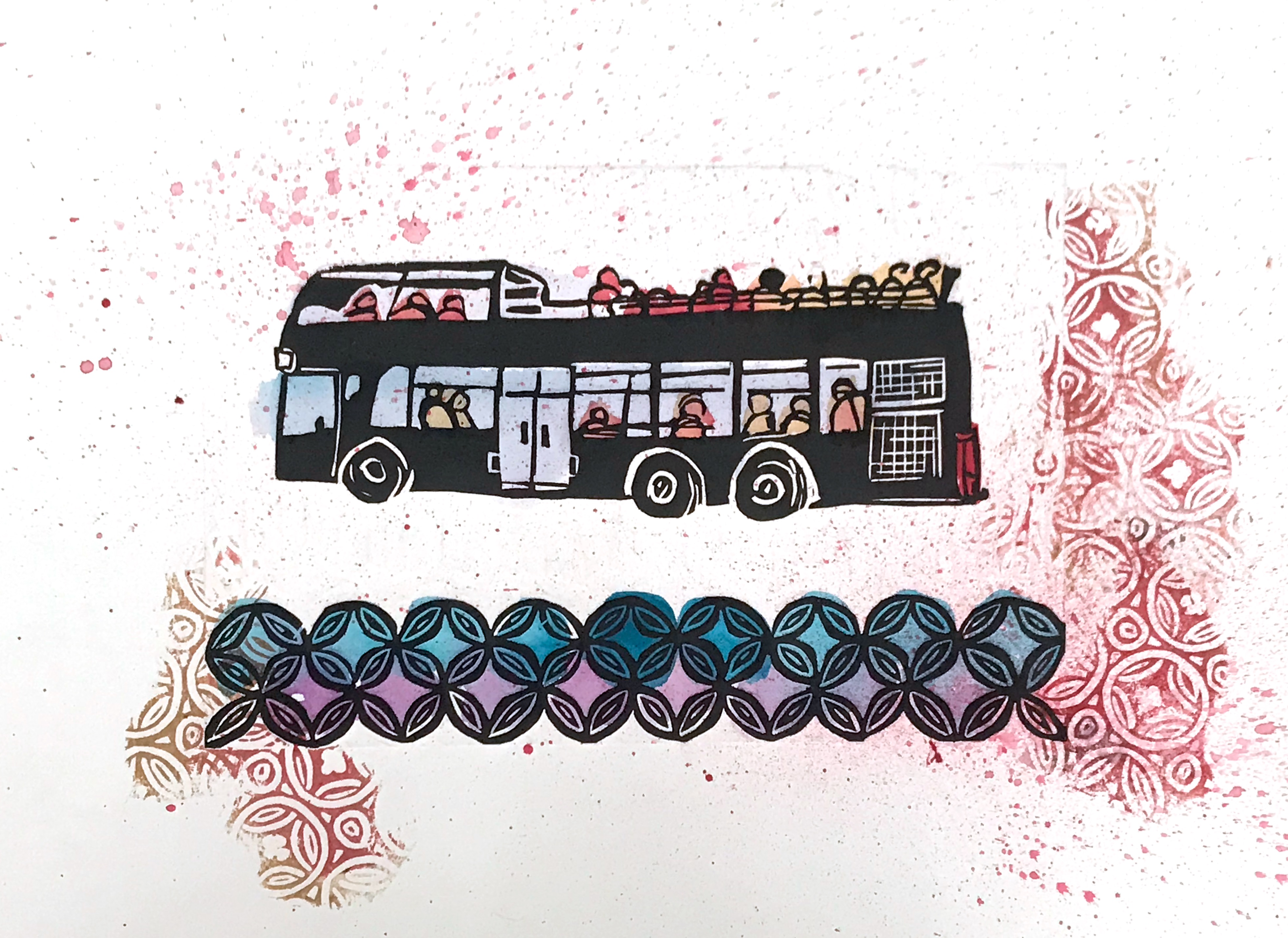 Fiver double decker bus print