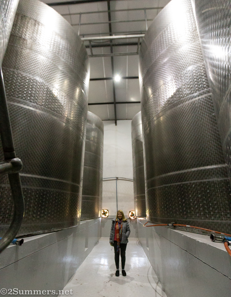 Mom and wine vats