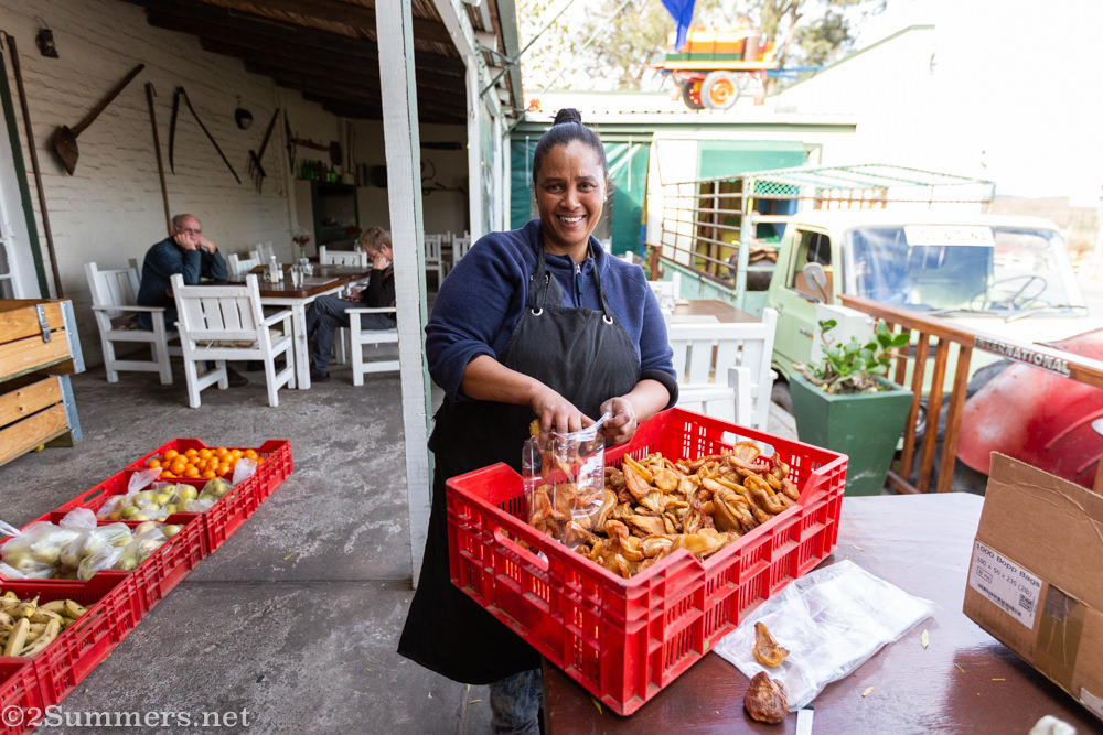 Lady selling dried pears in Ladismith