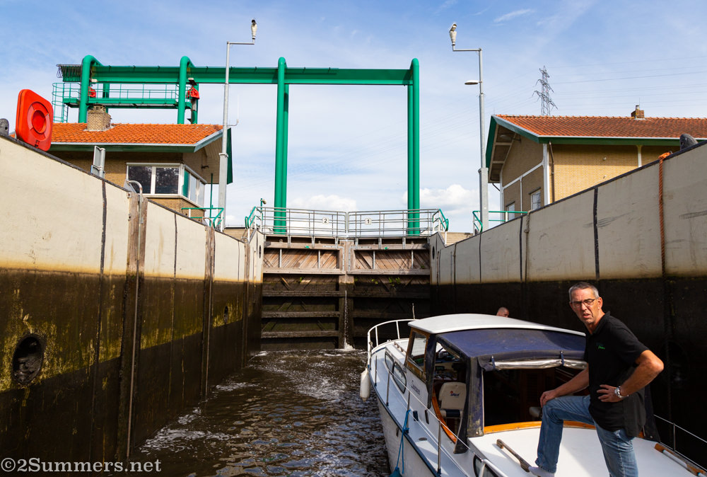 Entering a lock in a Netherlands Canal