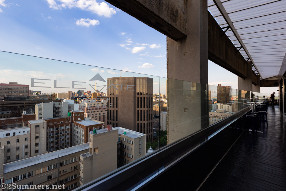 View of downtown Joburg from Elevate Rooftop Venue