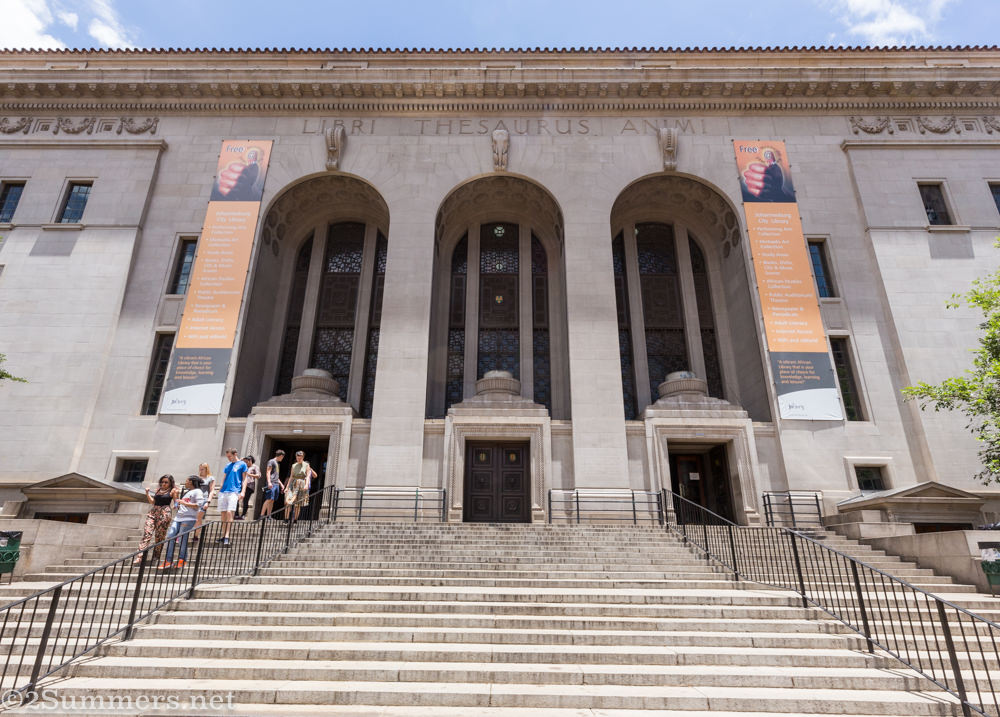 Outside Johannesburg City Library in downtown Joburg