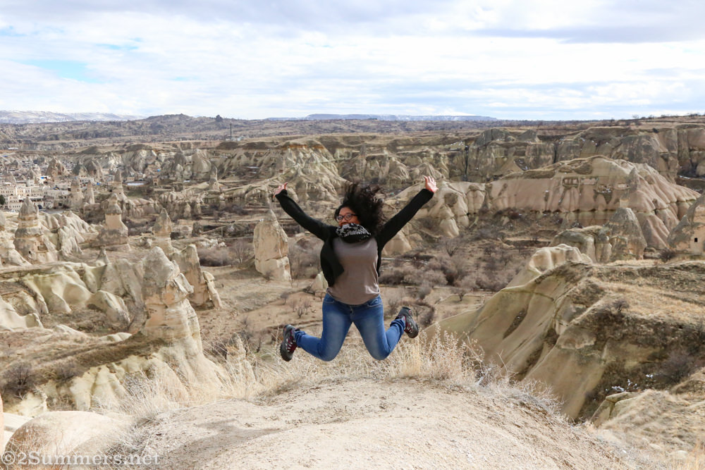 Meruschka jumping in Cappadocia