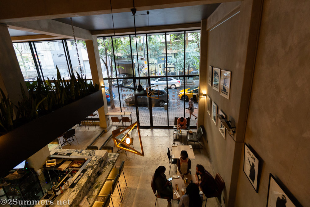 Looking down from the Artivist balcony.