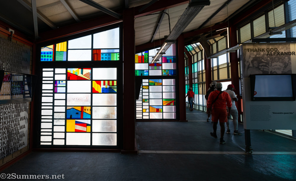 Stained glass windows inside the Alexandra Heritage Centre.