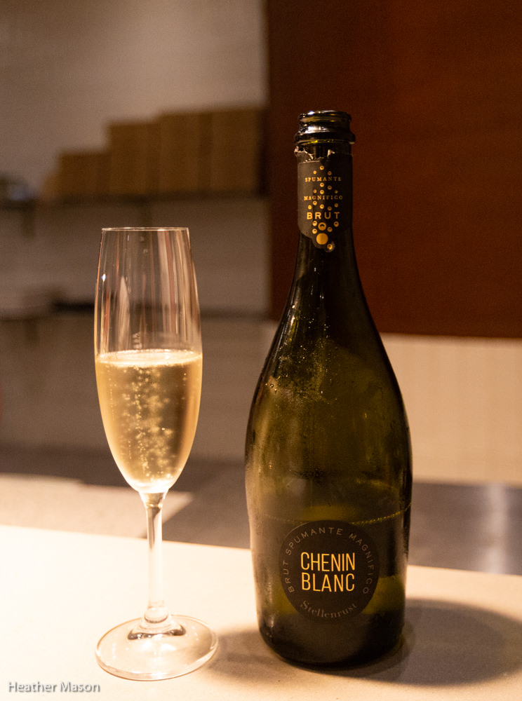 Stellenrust Brut spumante, or “South African prosecco”, served at Coalition Pizza.