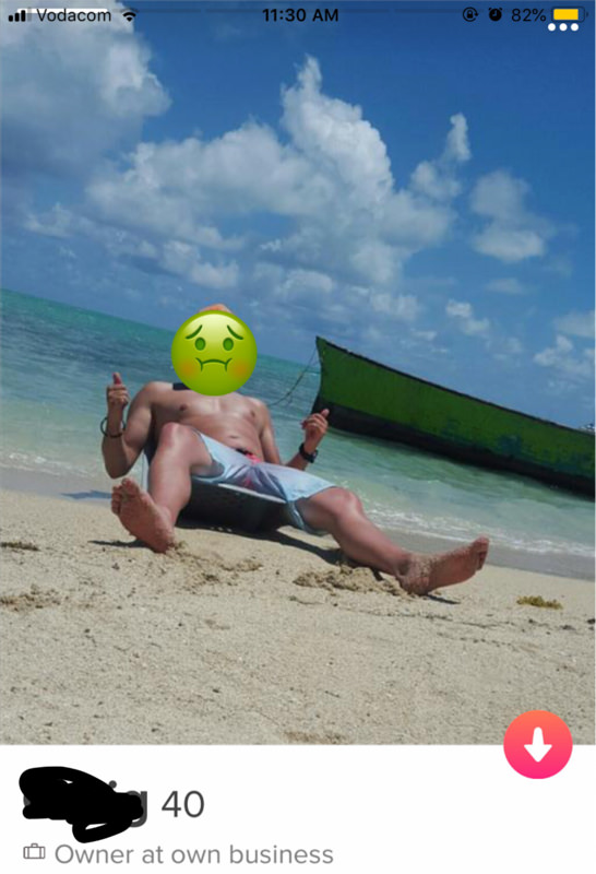 Tinder profile man on beach