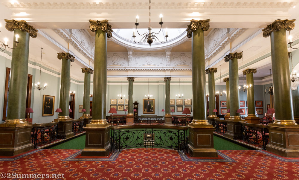 First floor of the Rand Club with portrait of Nelson Mandela