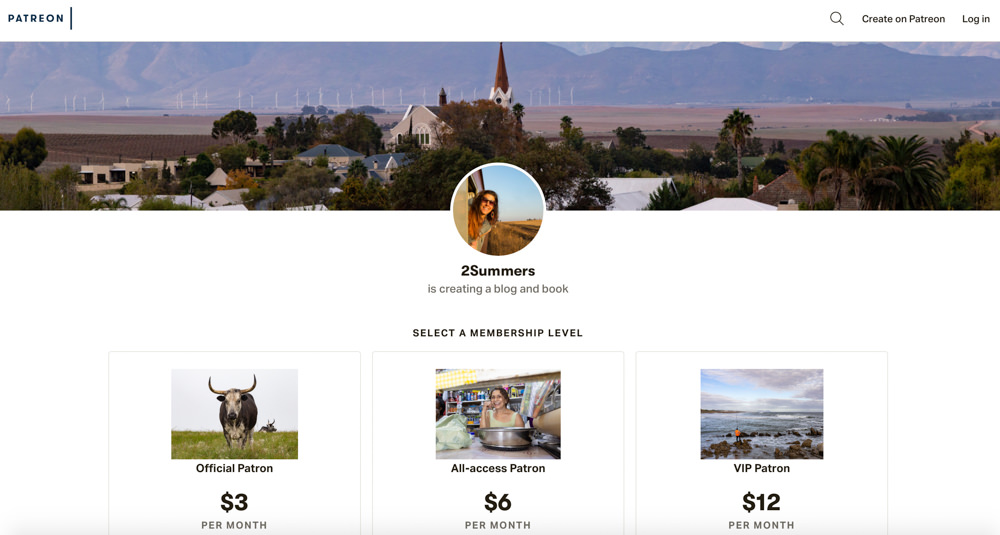 2Summers Patreon page snapshot