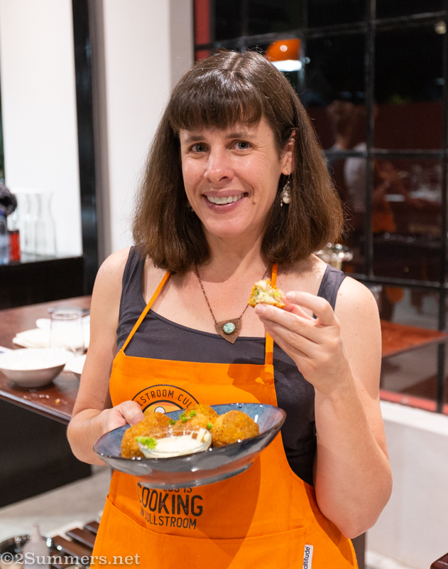 Heather eating bitterballen