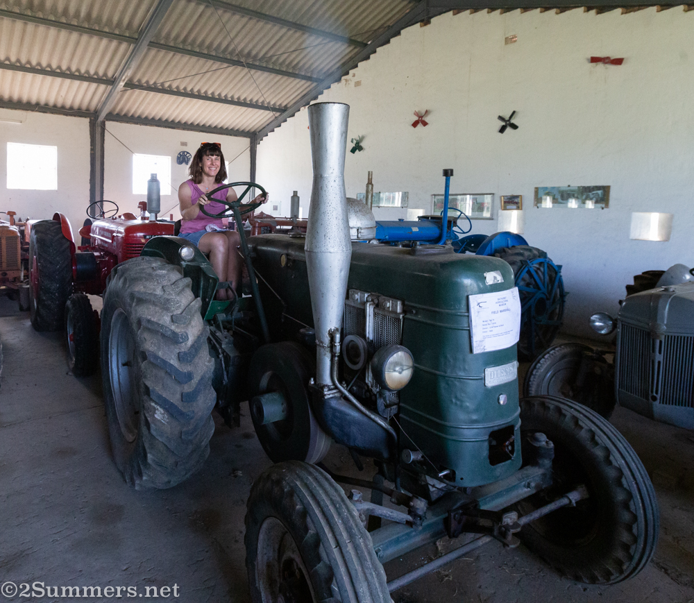 Heather on a tractor
