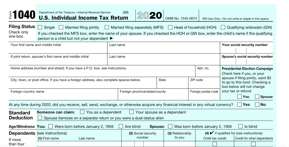 U.S. taxes - form 1040