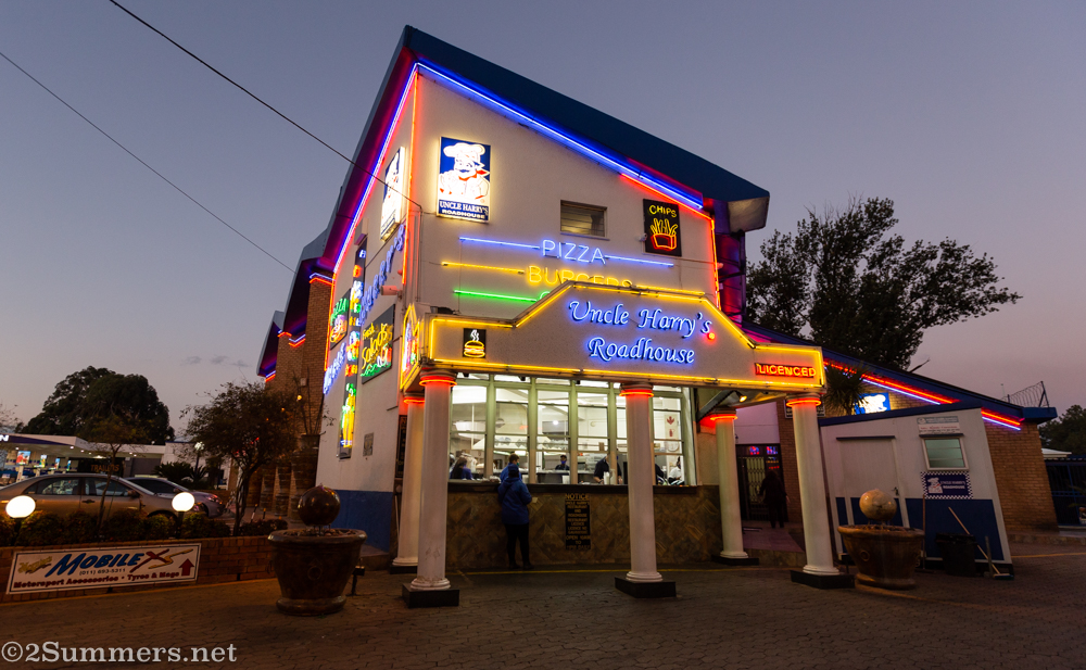 Uncle Harry’s Roadhouse, lit up