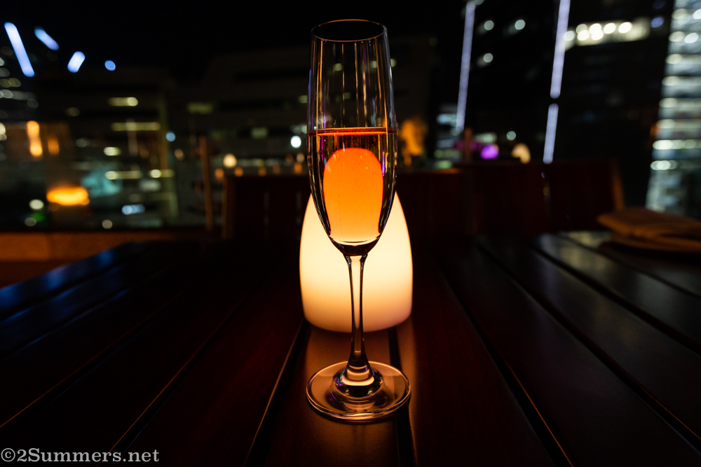 Bubbly on the roof of the Sandton Sun