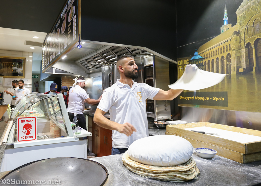 Deaa tossing laffa dough