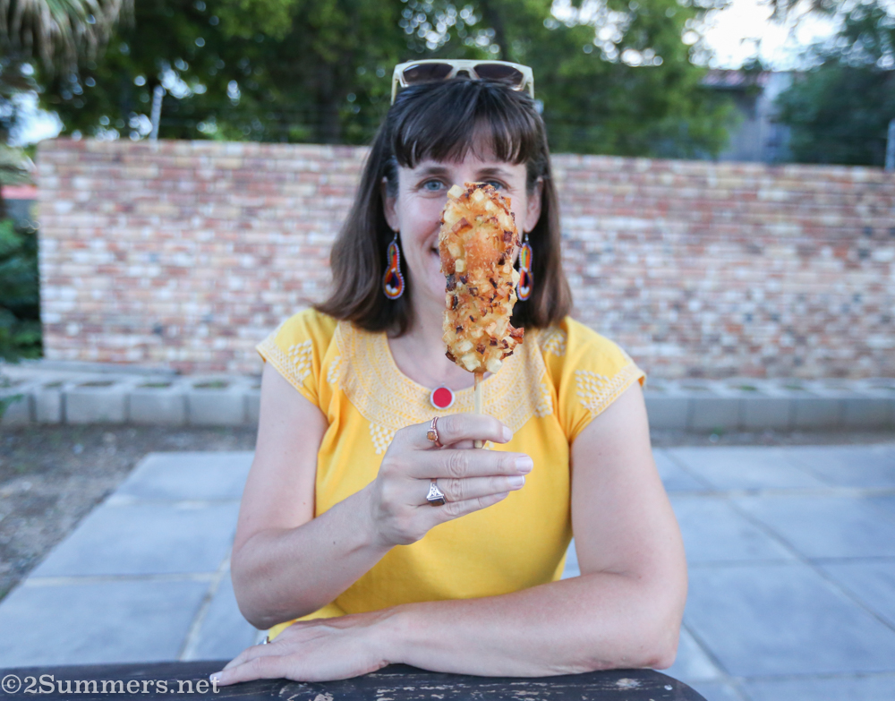 Heather with a Korean Korn Dog from Mustardbox 713