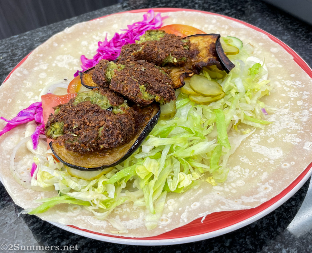 Falafel wrap in progress at King Arabic Sandwich