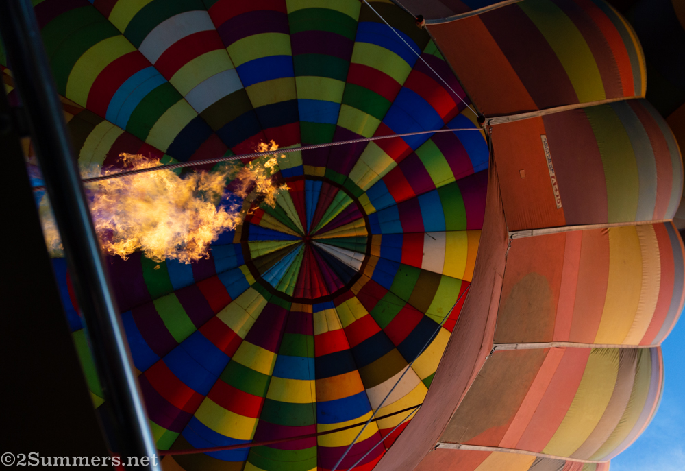Looking up inside our hot-air balloon