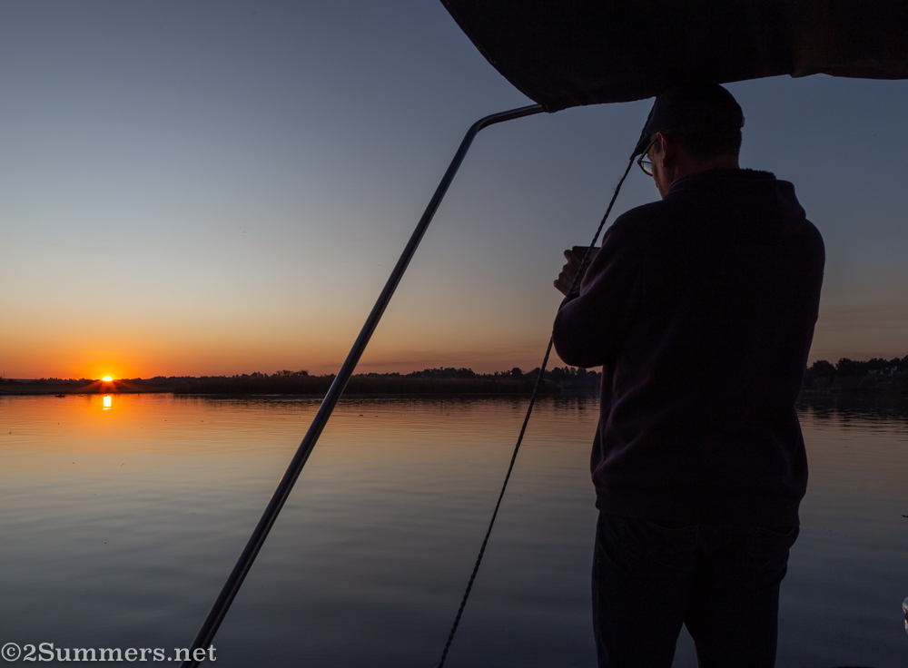 Watching the sunset from a houseboat on the Vaal River