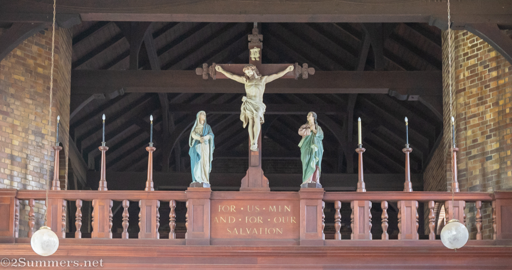 Jesus, Mary, and Joseph carvings