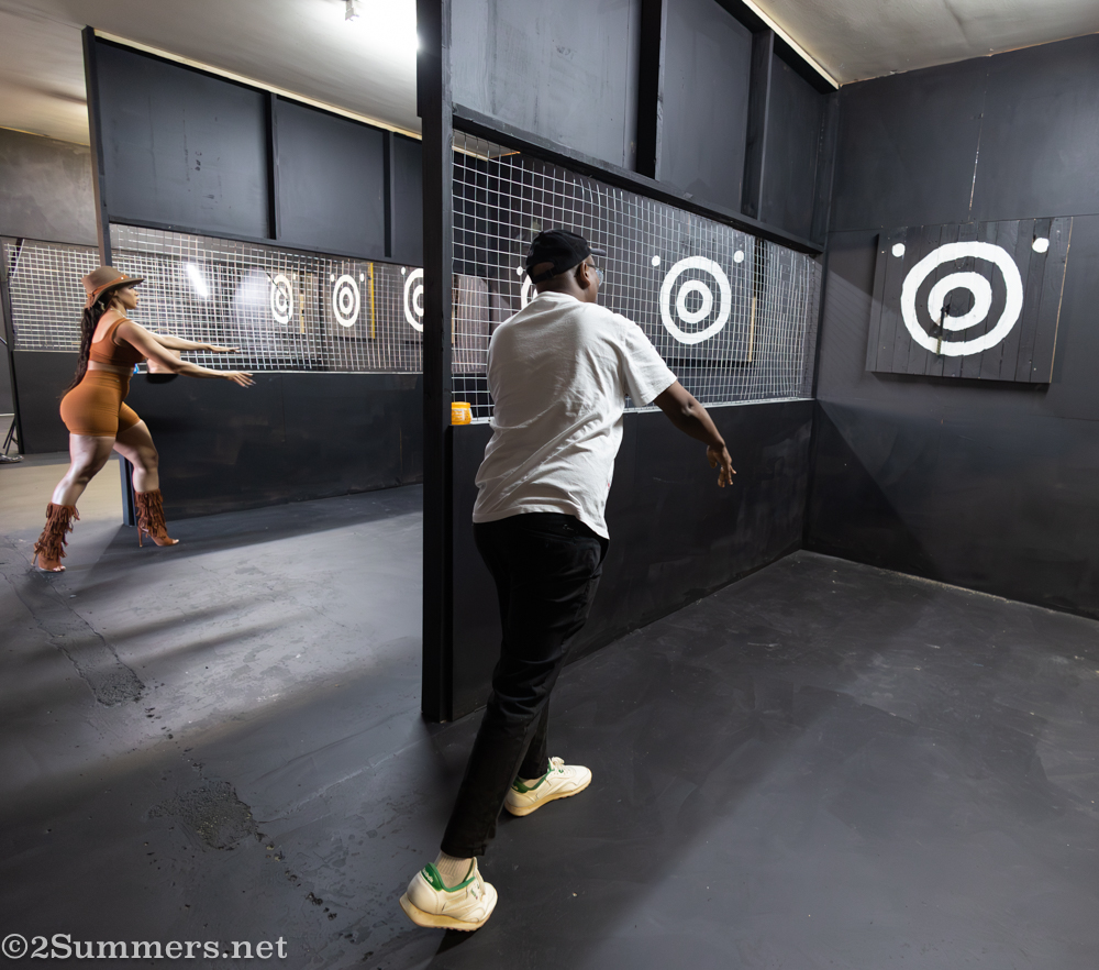 The axe-throwing setup