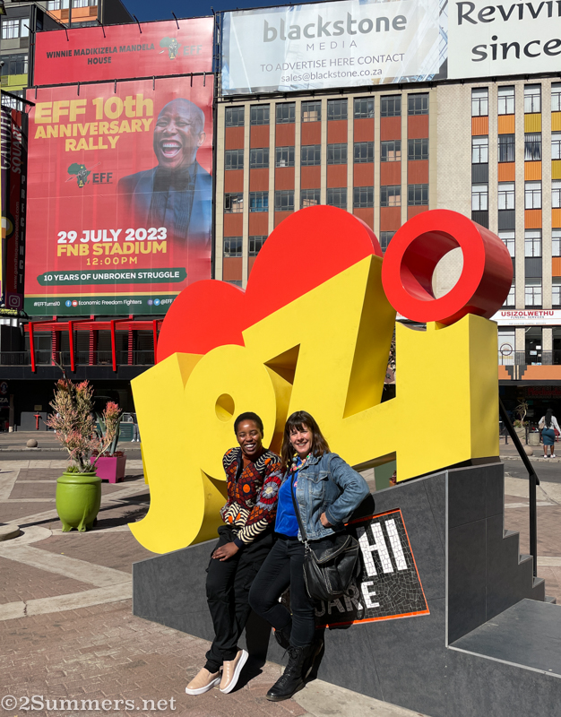 Heather and Nonhlanhla in Gandhi Square