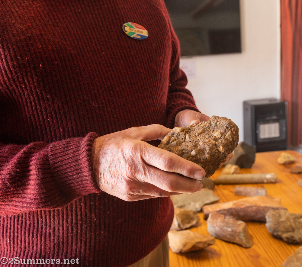 Graeme shows us a rock