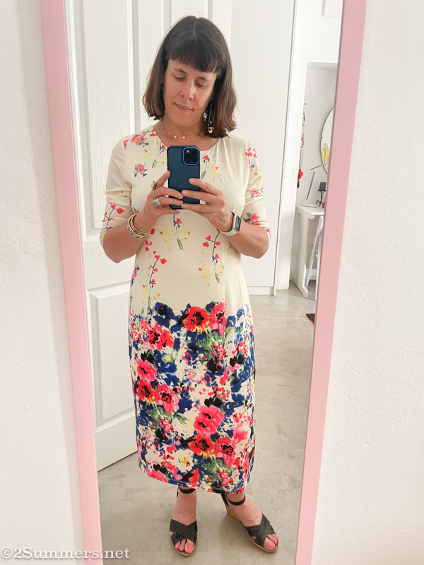 Heather in dress with tags