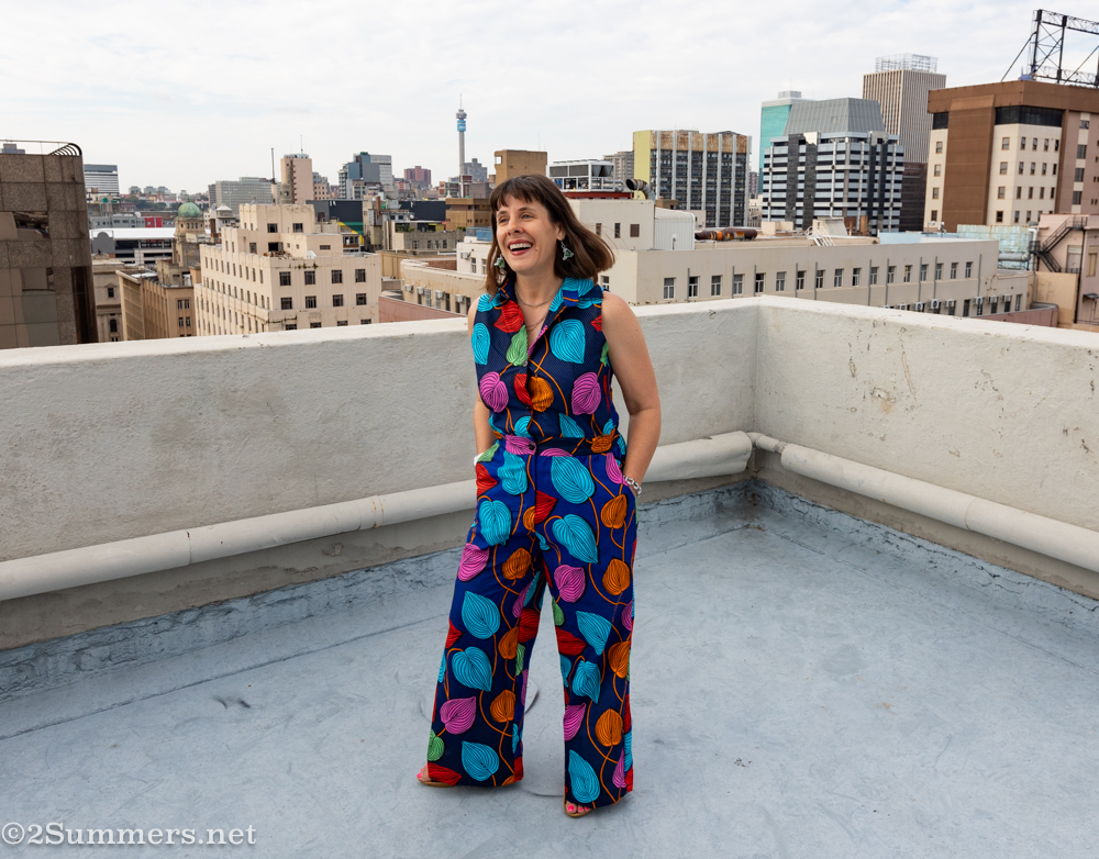 Heather in her Caraci jumpsuit