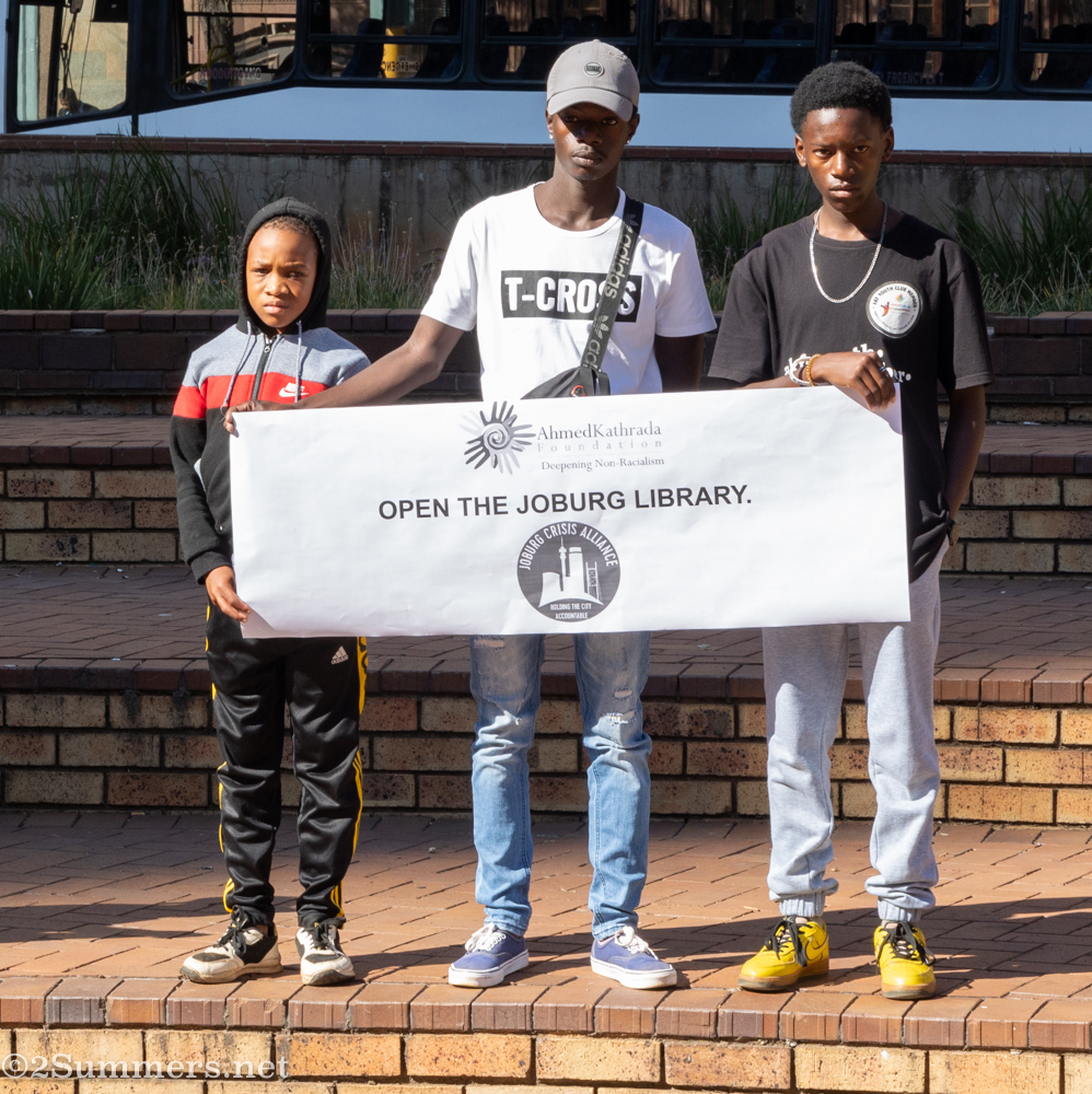 Students at the library protest