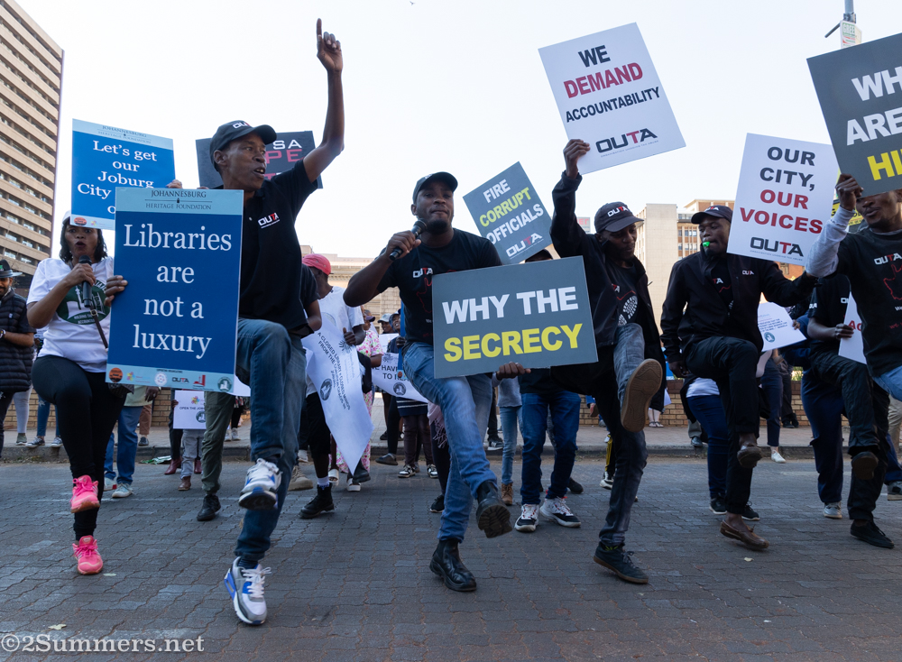 Protestors demonstrate for the re-opening of the Johannesburg City Library
