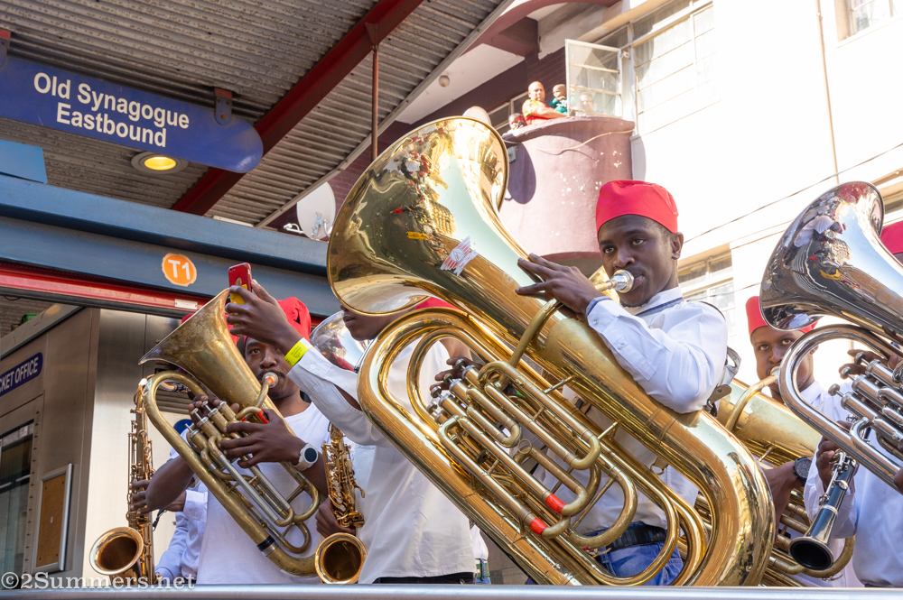 Marching band on the Rea Vaya platform