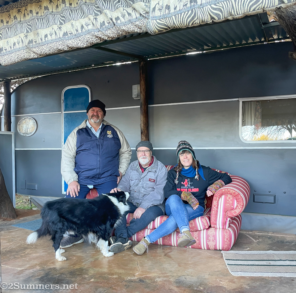 Heather, Patrick and Hercules in front of the Campovan
